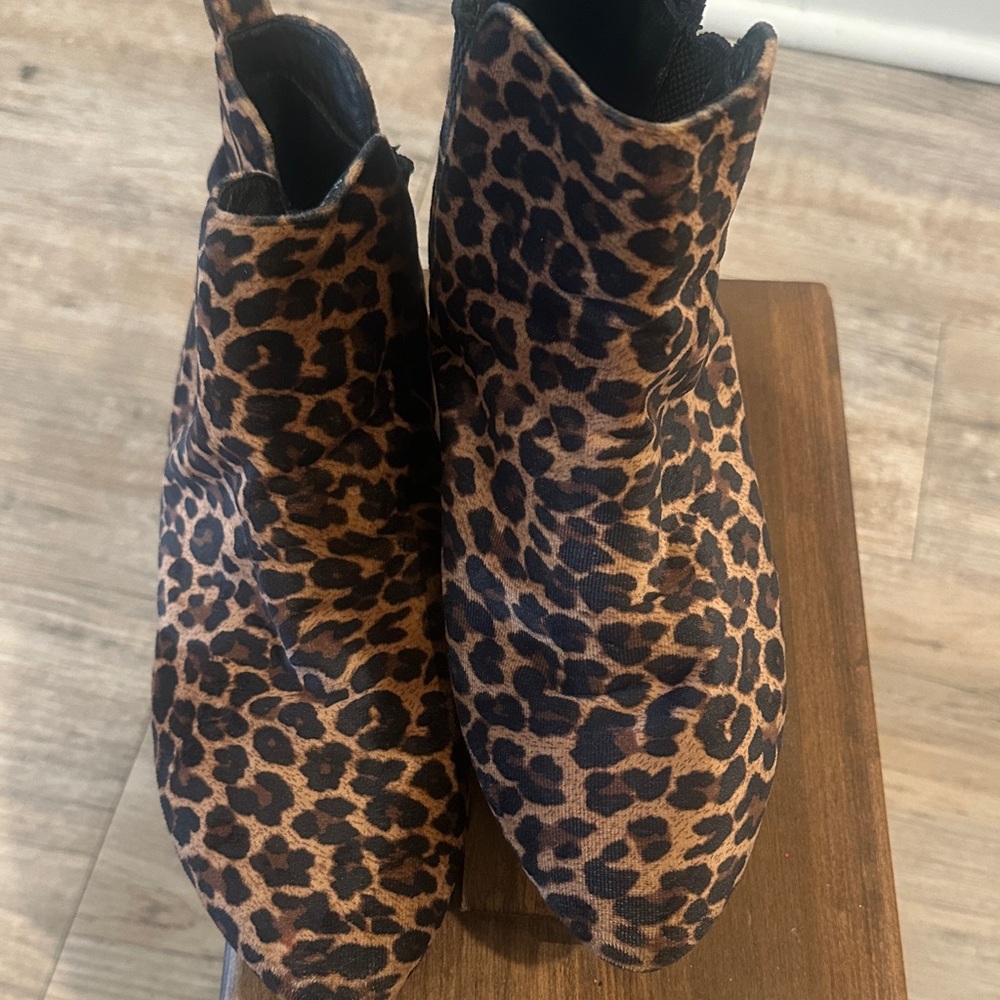 Born Leopard Print Ankle Booties in Brown and Black